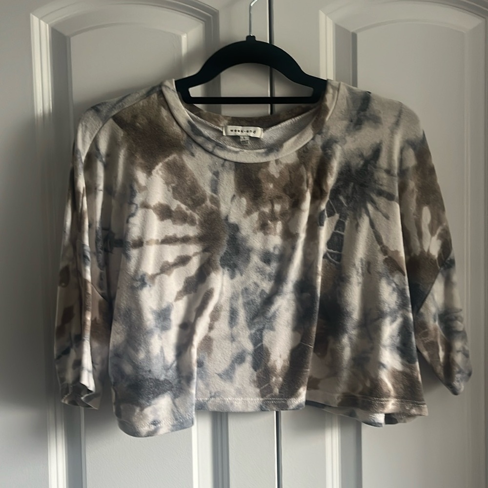Women’s Cropped Tie Die Tee - Size L